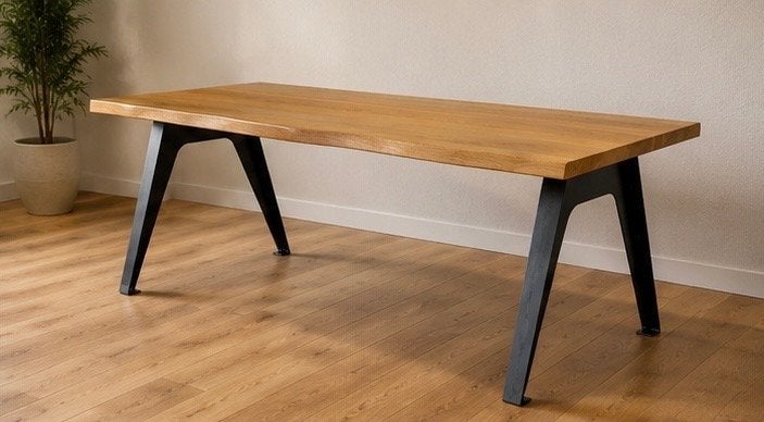 *Massief Eiken Boomstamtafel 220x100cm | Luxe Design, Ophalen, 100 tot 150 cm, Luxe, Eikenhout
