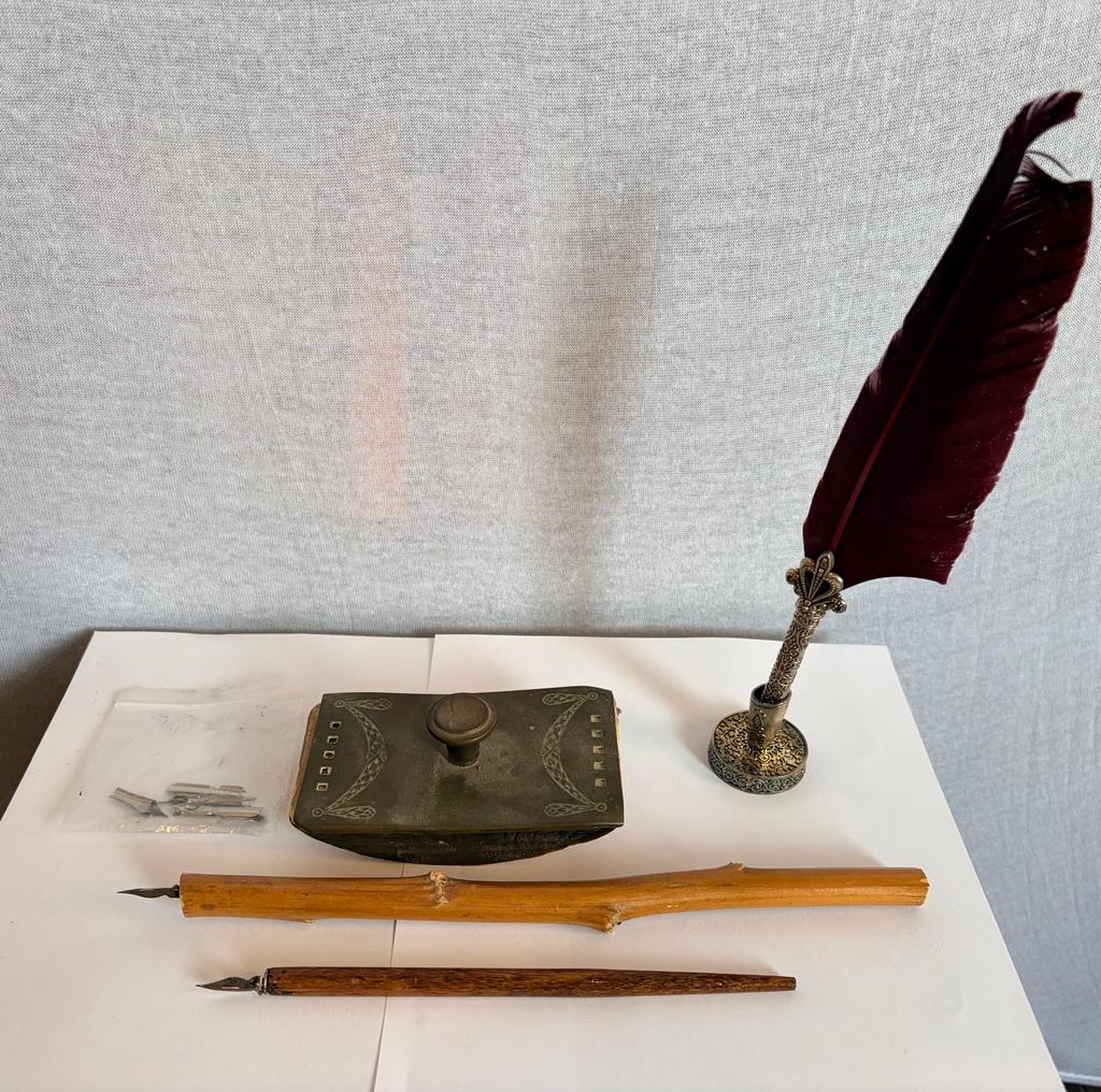 Antieke schrijfset met inktdepper, Ophalen of Verzenden