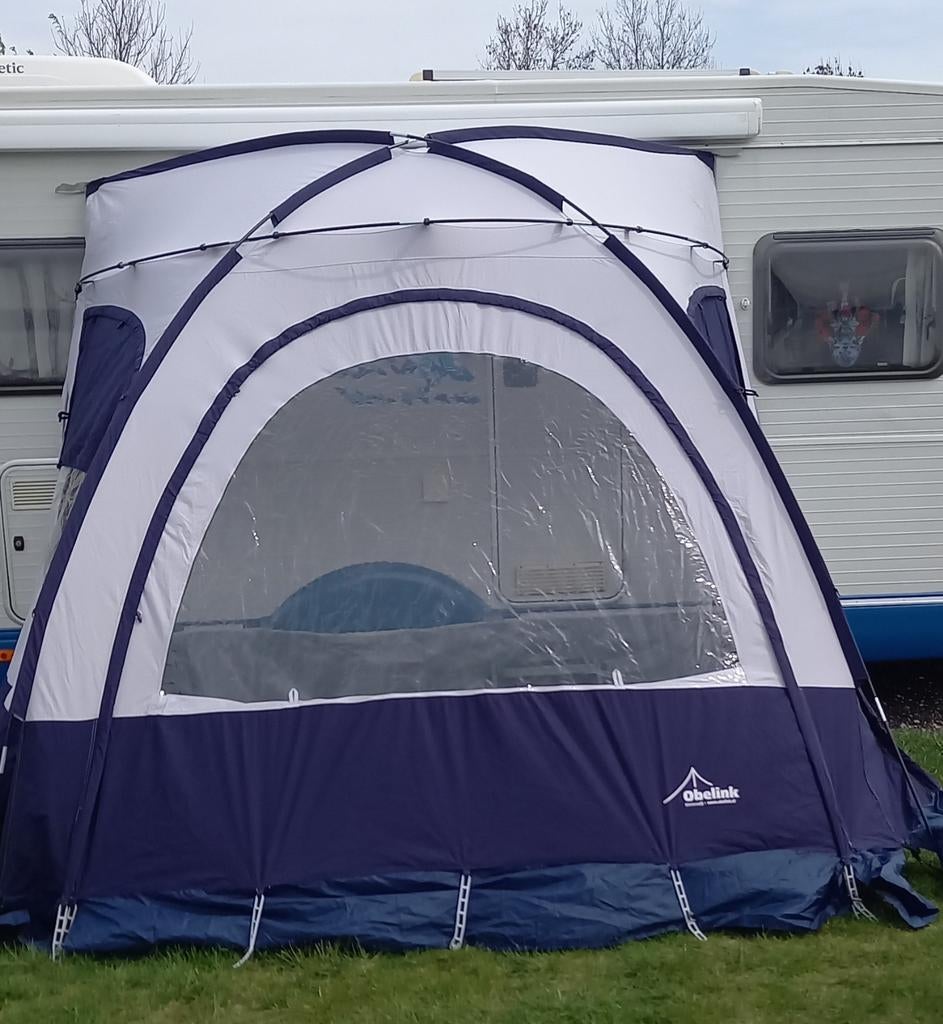 Voortent Camper/Caravan Obelink Florence 2.75x2.00 gr/bl, Ophalen, Zo goed als nieuw
