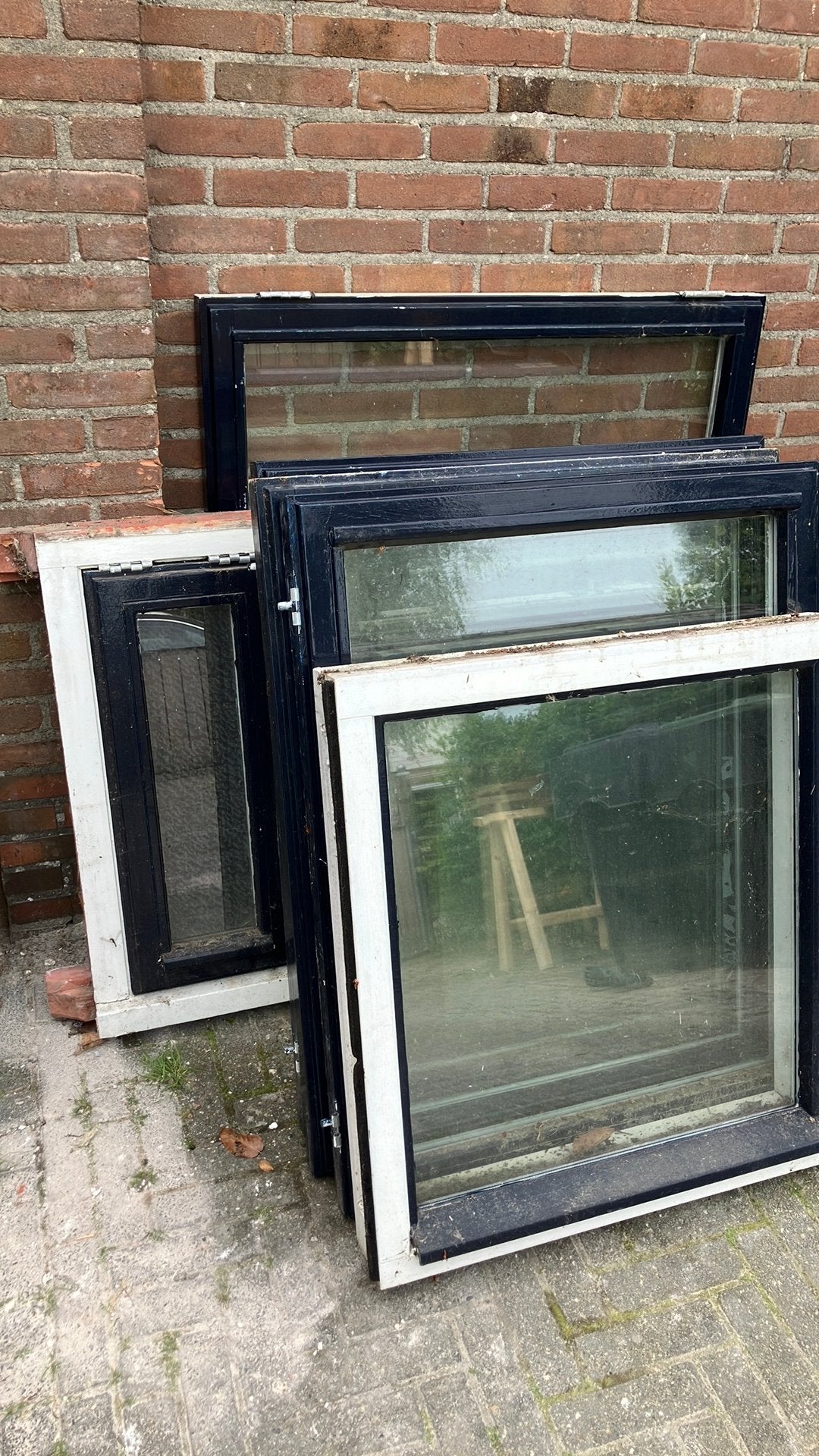 Uitzetramen kozijnen Hardhout met dubbelglas, Gebruikt, Raamkozijn, Inclusief glas, Hout