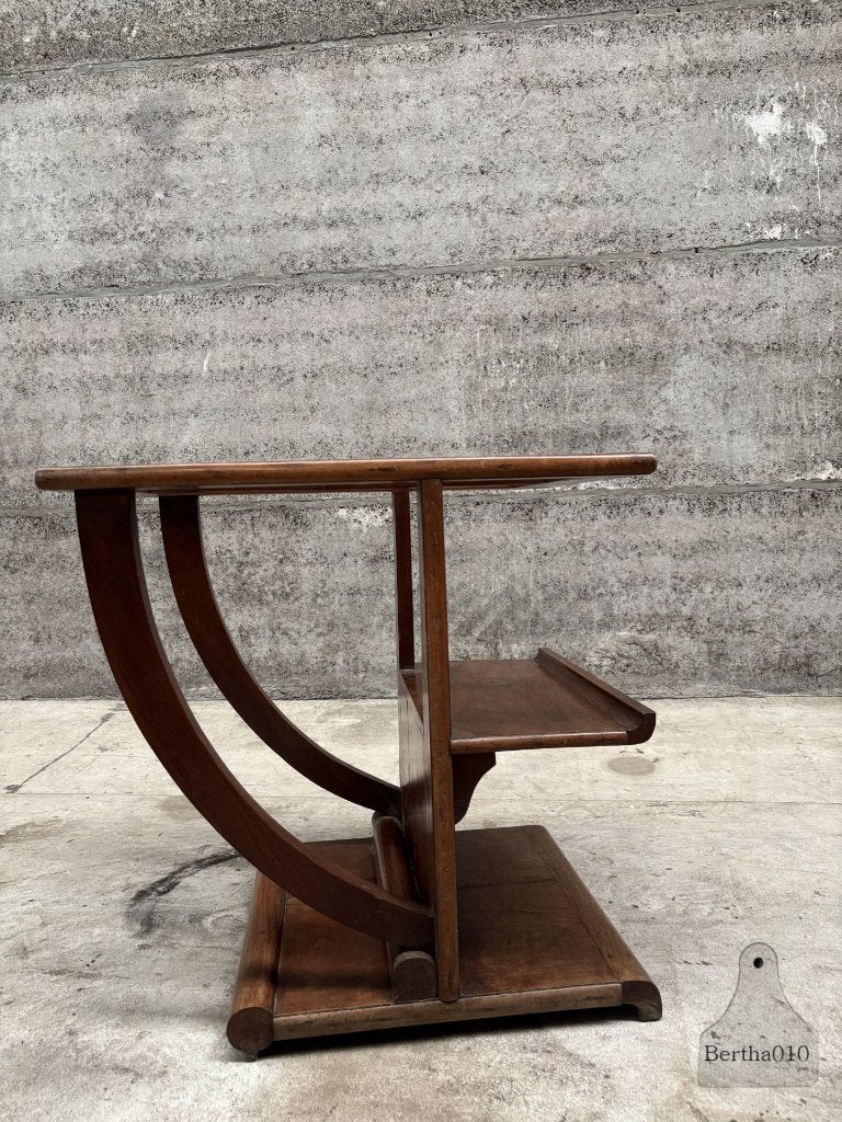 Unieke Art Deco sidetable jaren 30 met elegante boogpoot, 50 – 75, Minder dan 50 cm, 50 tot 100 cm, Overige houtsoorten