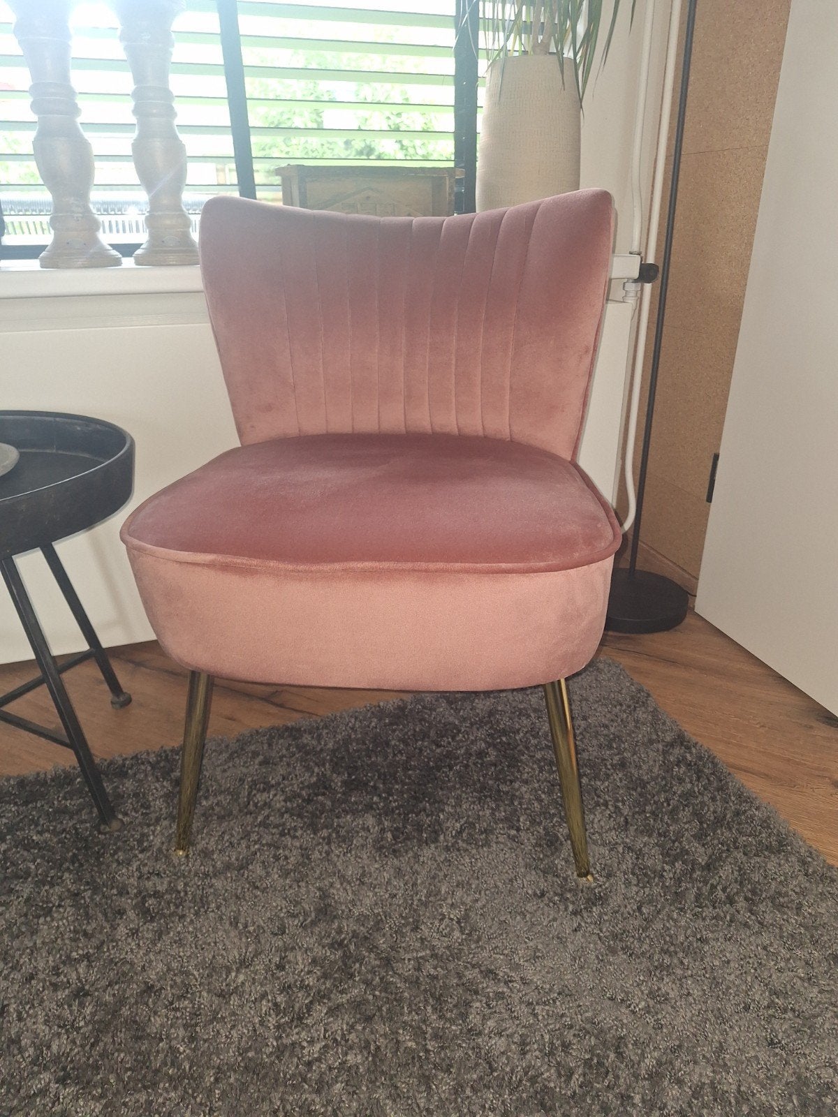 AQ-living Fauteuil Rilaan Velvet Oud Roze, Ophalen, 75 tot 100 cm, Zo goed als nieuw, 50 tot 75 cm