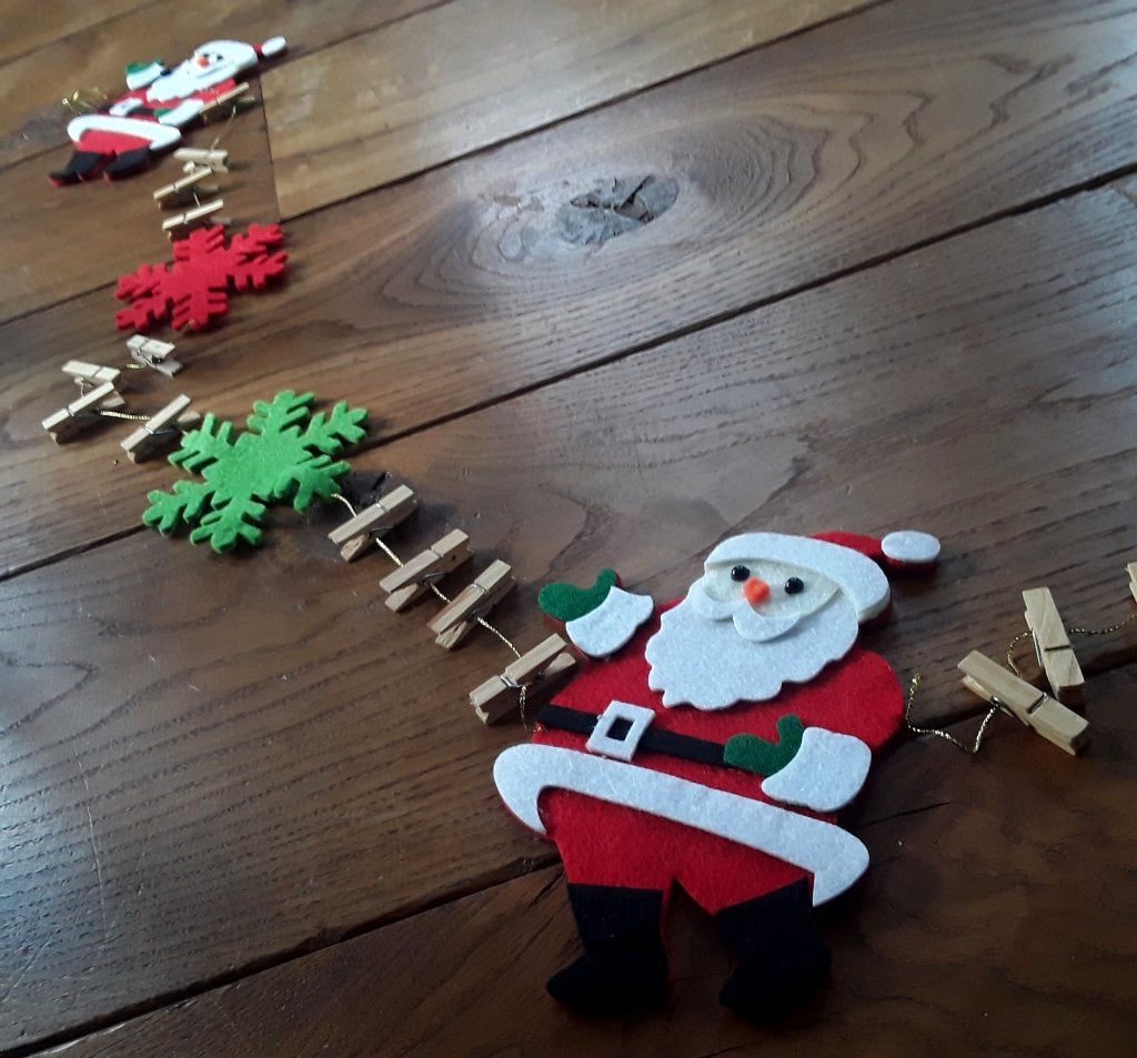 Vintage guirlande met knijpertjes - kerstkaartjes - kerstma, Ophalen of Verzenden, Zo goed als nieuw