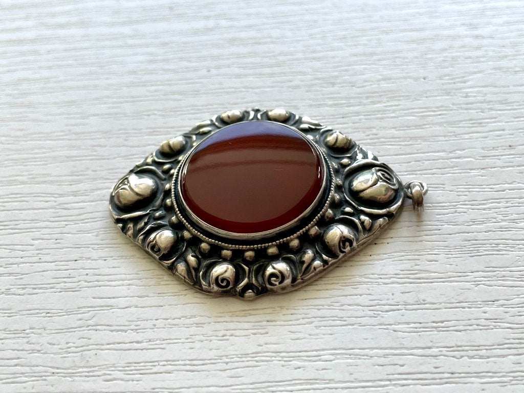 Jugendstil zilveren hanger Kohm & Haller, Verzenden, Zilver, Hanger, Met edelsteen
