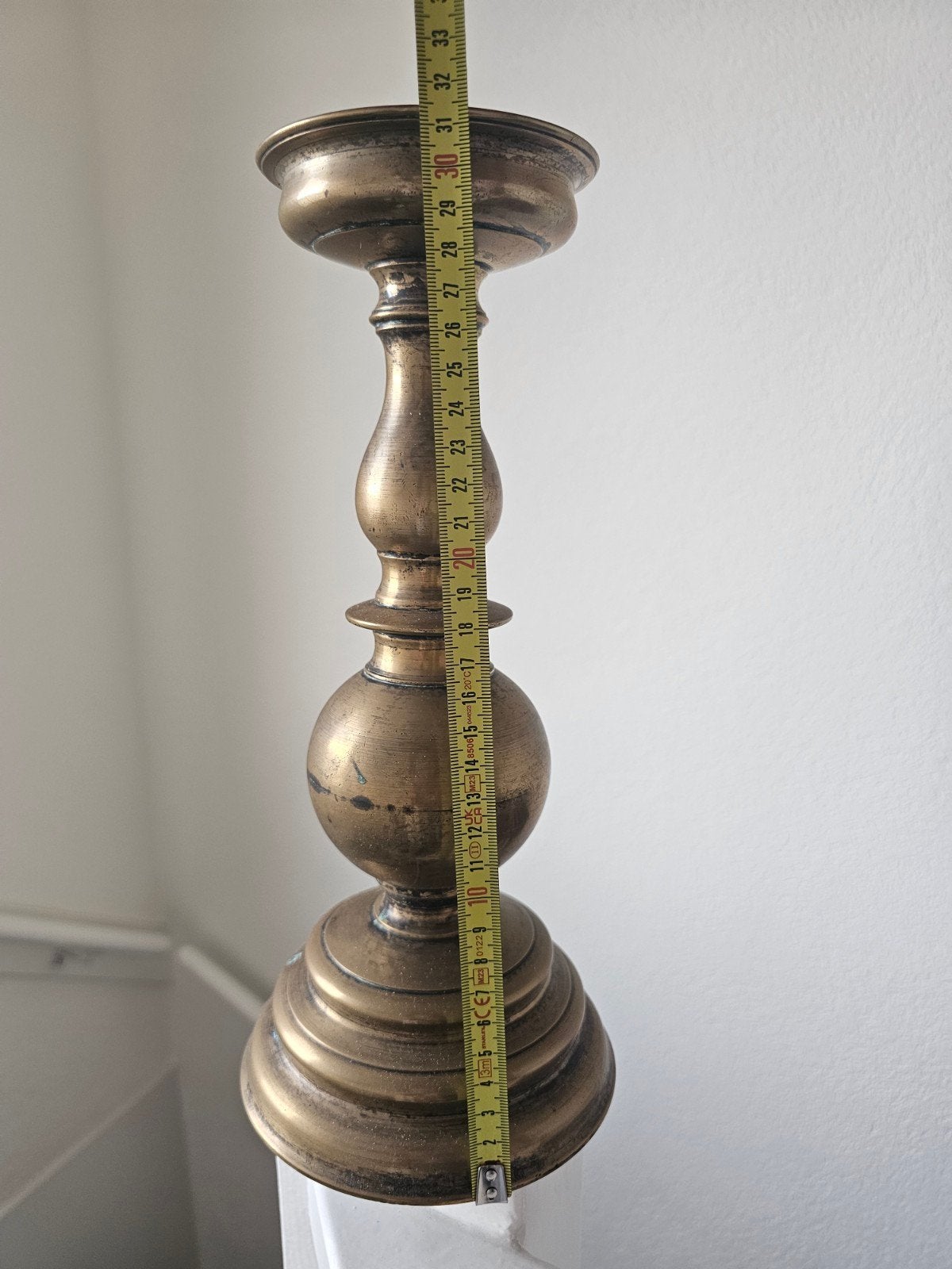 Grote zware koperen/messing baluster kandelaar, Ophalen of Verzenden, Kandelaar