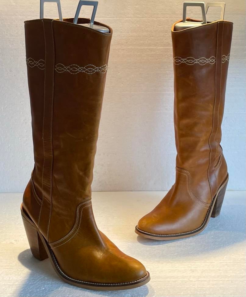 Design cowboy western boots laarzen hoge hakken Ranger 39, Hoge laarzen, Bruin, Ophalen of Verzenden, Zo goed als nieuw