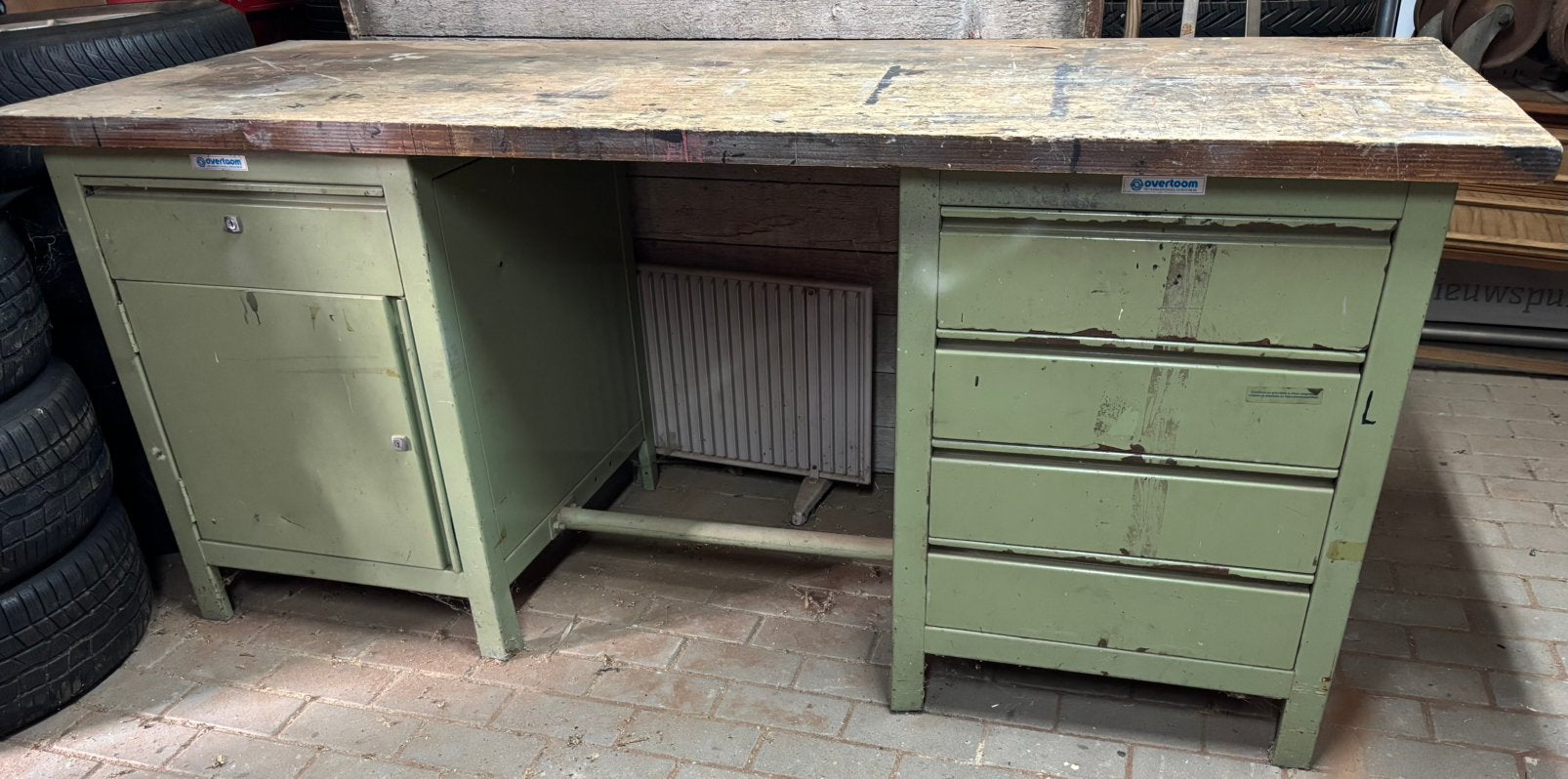 Overtoom industriele werkbank, Doe-het-zelf en Verbouw, Werkbanken, Ophalen, Gebruikt, 170 cm of meer