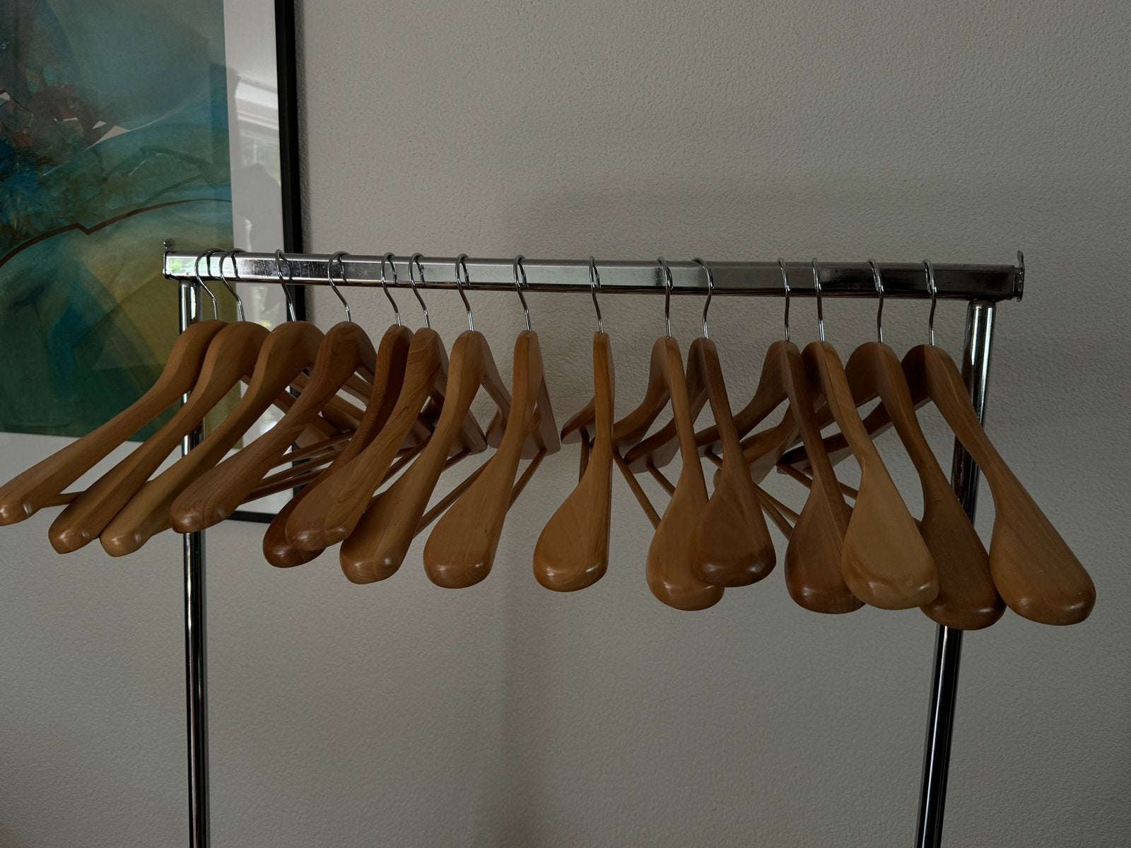 Houten hangers 45 cm met ronde kop., Ophalen of Verzenden, Zo goed als nieuw, Hout