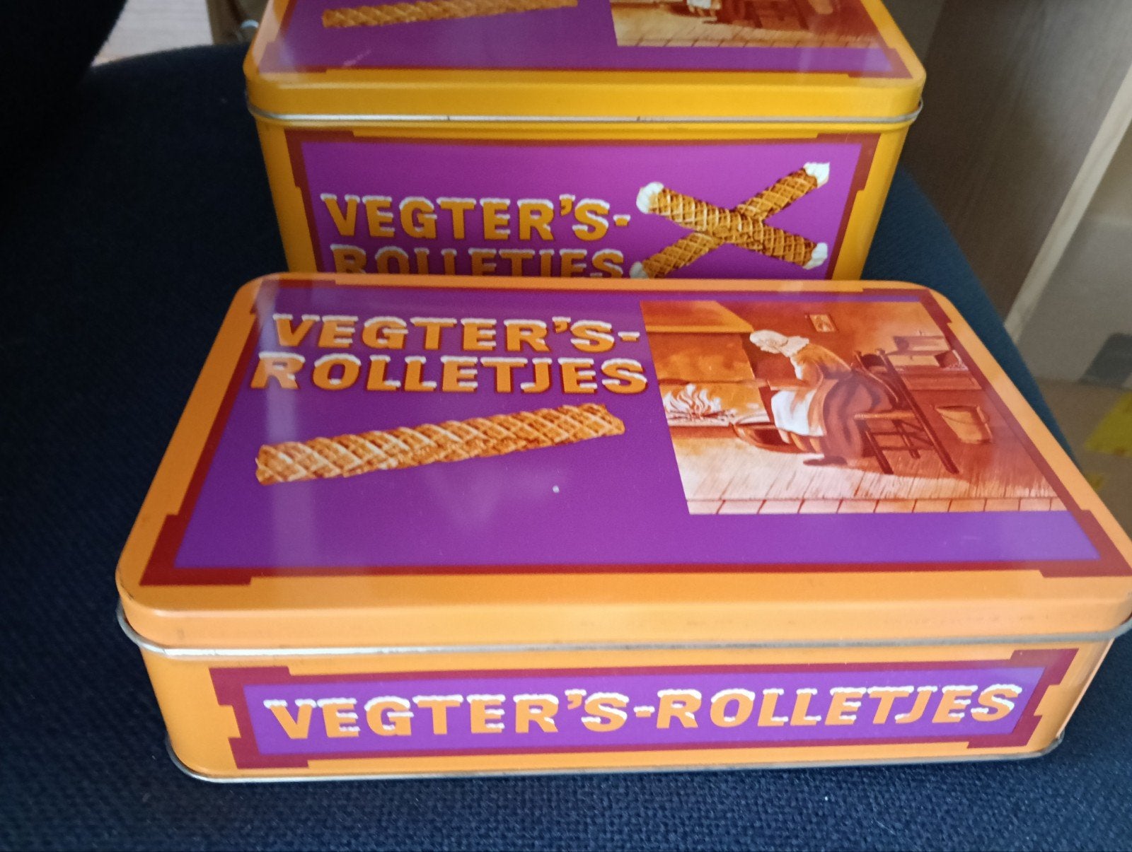 2x Vintage Vechter's Rolletjes blikken - Koekblikken, Ophalen of Verzenden, Gebruikt, Overige