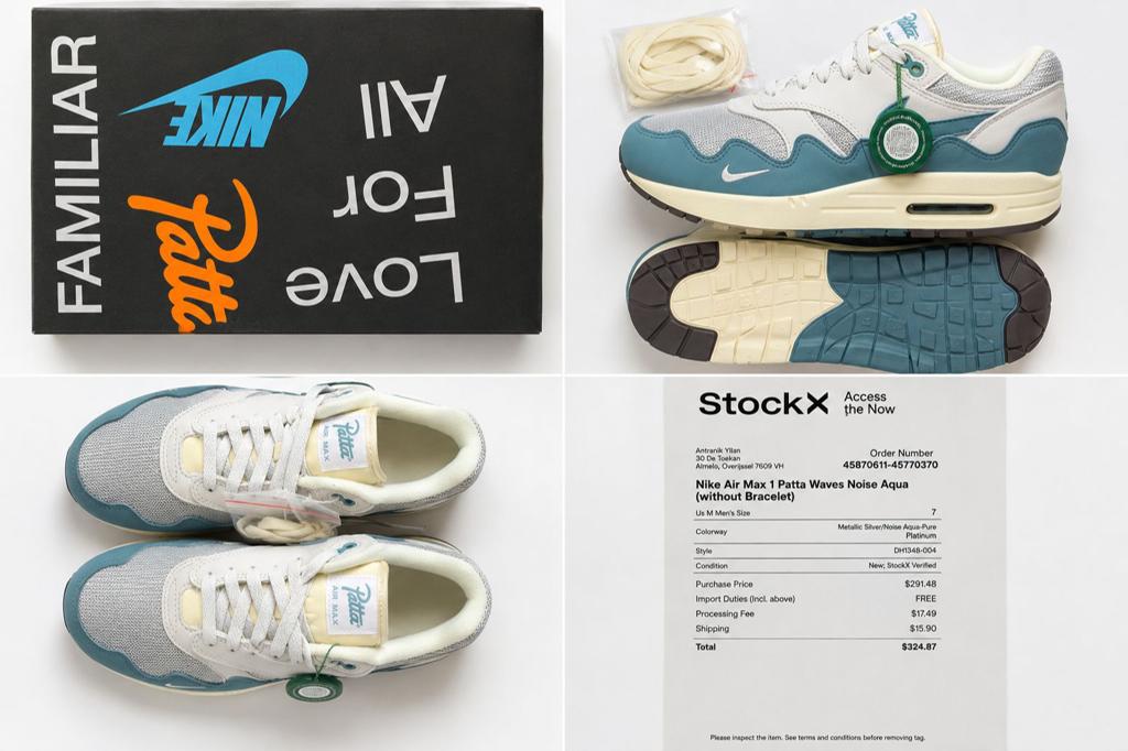 Nike Air Max 1 Patta Waves Noise Aqua Nieuw EU40/US7 StockX, Kleding | Heren, Ophalen of Verzenden, Nieuw, Sneakers of Gympen