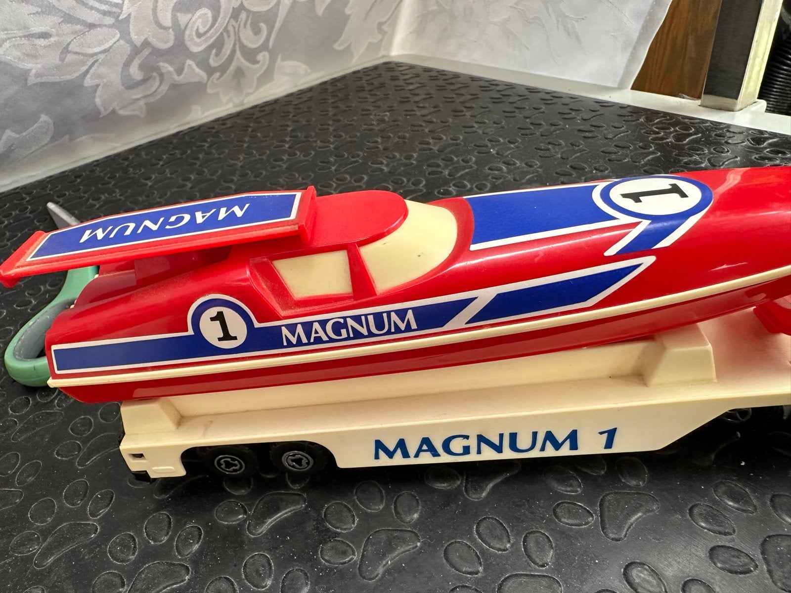 Vintage Matchbox Super Kings K-34 Magnum 1 Speedboot met Tra, Ophalen of Verzenden, Gebruikt