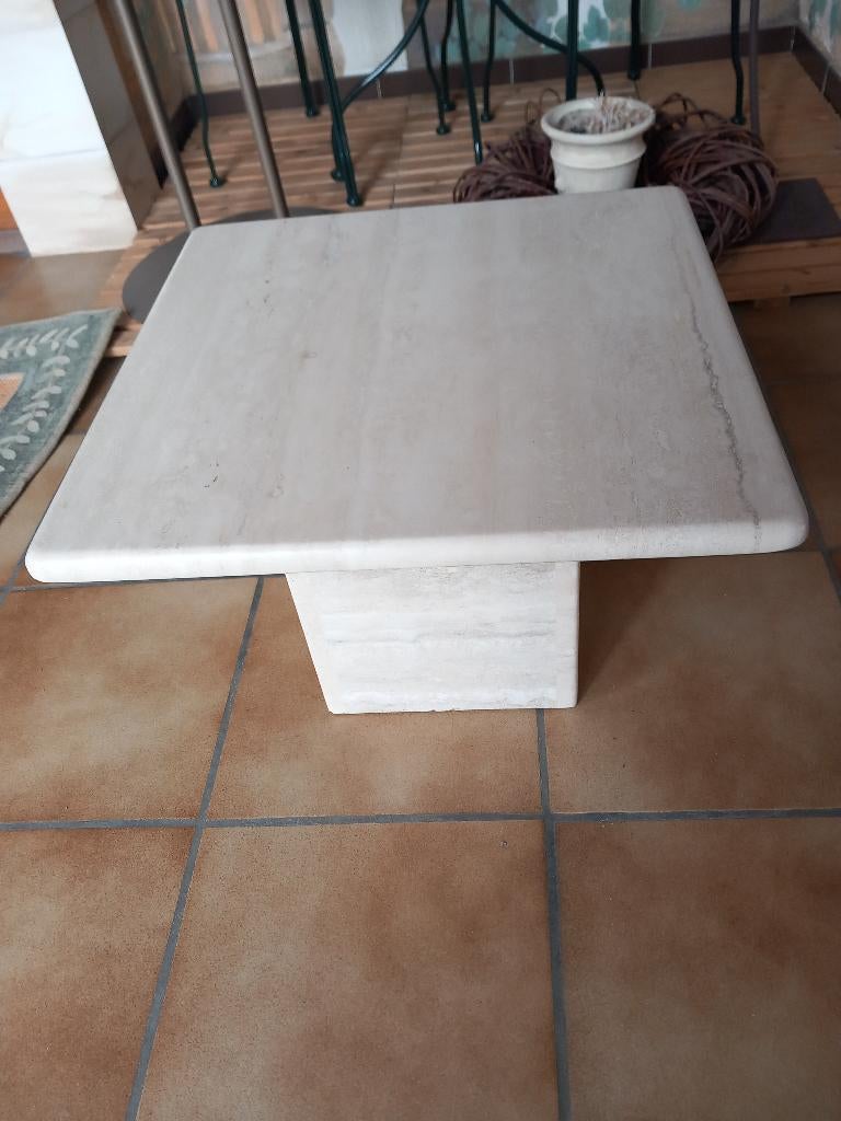 Travertin salontafel  / bijzettafel 50x50x35, 45 tot 60 cm, Minder dan 55 cm, Rond, Ophalen of Verzenden