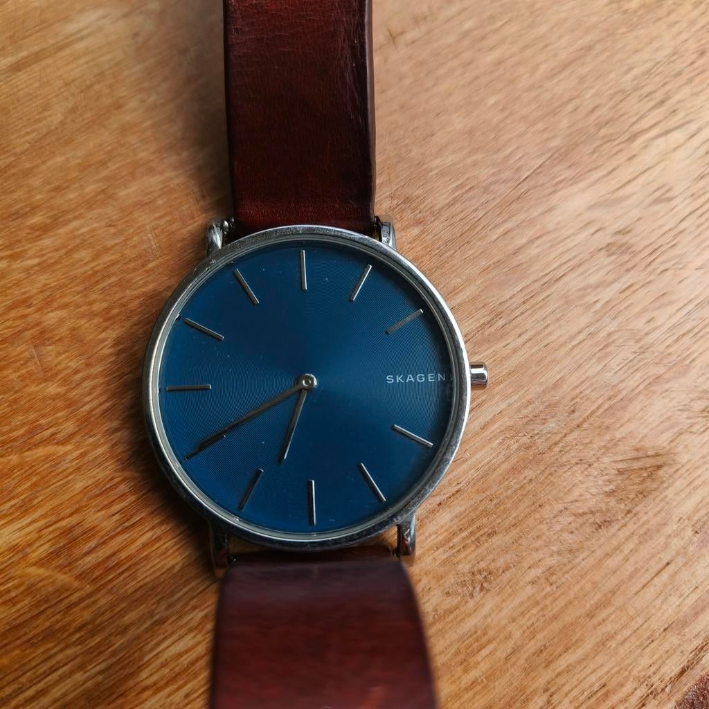 Skagen dames horloge blauw - loopt niet meer, Sieraden, Tassen en Uiterlijk, Horloges | Dames, Overige merken, Staal, Polshorloge