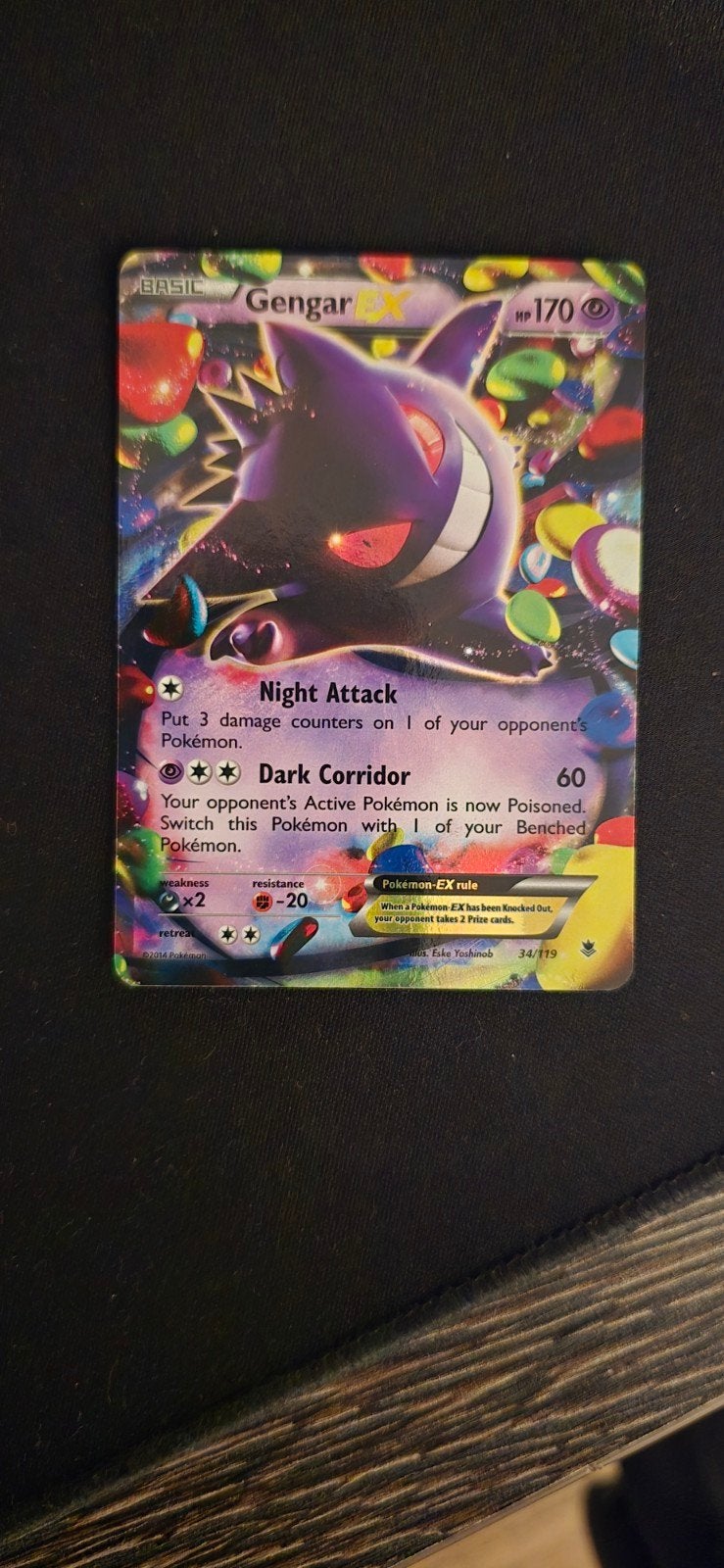 Gengar EX Pokémon Kaart - XY Phantom Forces 34/119, Ophalen of Verzenden, Zo goed als nieuw, Losse kaart