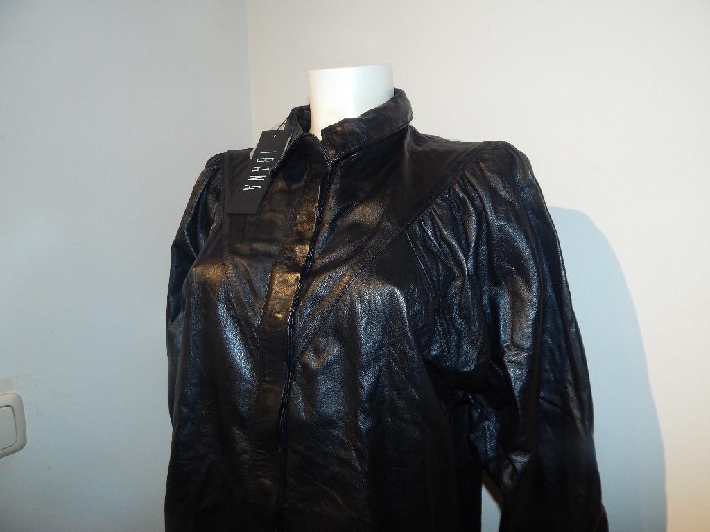 Ibana nieuwe leren blouse zwart opstaand kraagje Nieuw 40, Maat 38/40 (M), Verzenden, Zwart, Nieuw