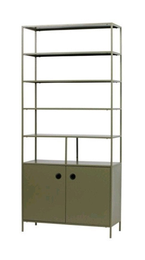 WOOOD Teun metalen kast groen (RAL6013), Huis en Inrichting, Ophalen, Met deur(en), Modern, Industrieel, 200 cm of meer
