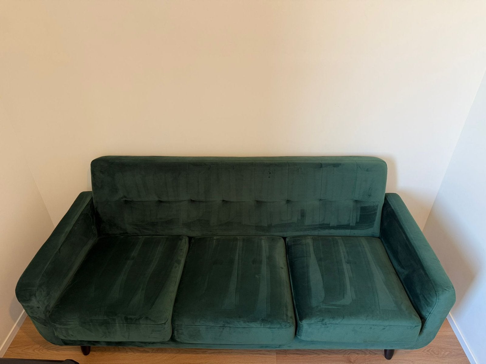 Velvet bank groen, Ophalen, 150 tot 200 cm, Driepersoons, 75 tot 100 cm