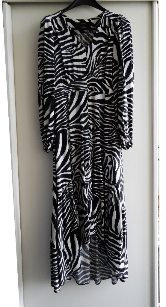 Jurk Shoeby Exksept Fred van Leer Zebraprint Maat M, Maat 38/40 (M), Zwart, Ophalen of Verzenden, Zo goed als nieuw