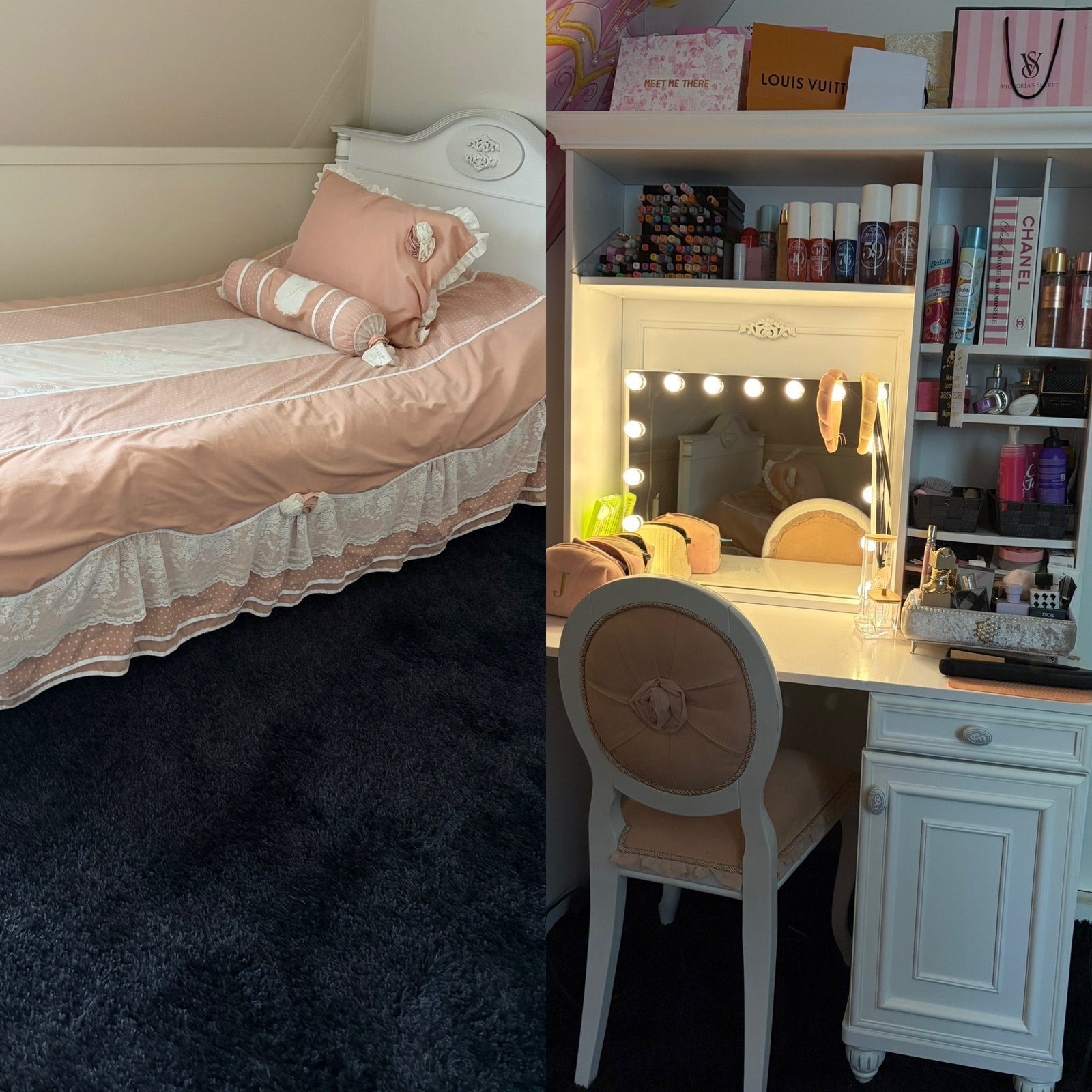 Meisjes bed 200x140 bedsprei kussenset bureau en stoel, Huis en Inrichting, Slaapkamer | Complete slaapkamers, Ophalen, Gebruikt