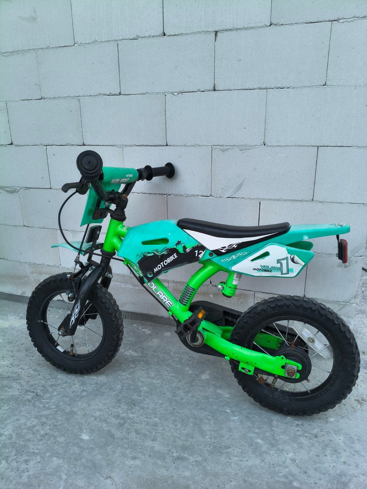 Volare Motobike Kinderfiets 12 inch - Groen, Ophalen, Gebruikt, Velgrem, Volare