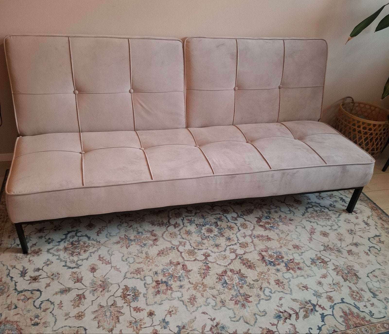 Slaapbank fluweel oud roze, Ophalen, Gebruikt, Tweepersoons, 120 cm