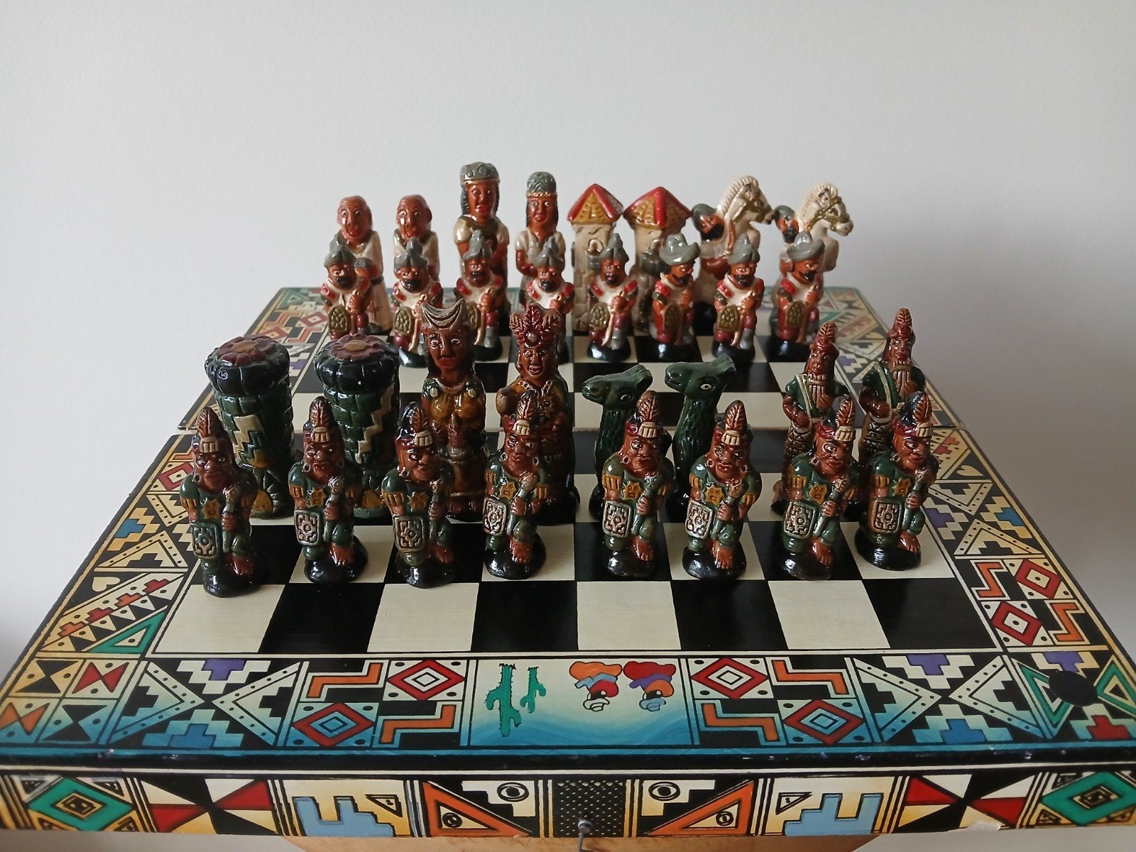 Schaakspel - handgemaakt, Een of twee spelers, Verzenden, Zo goed als nieuw