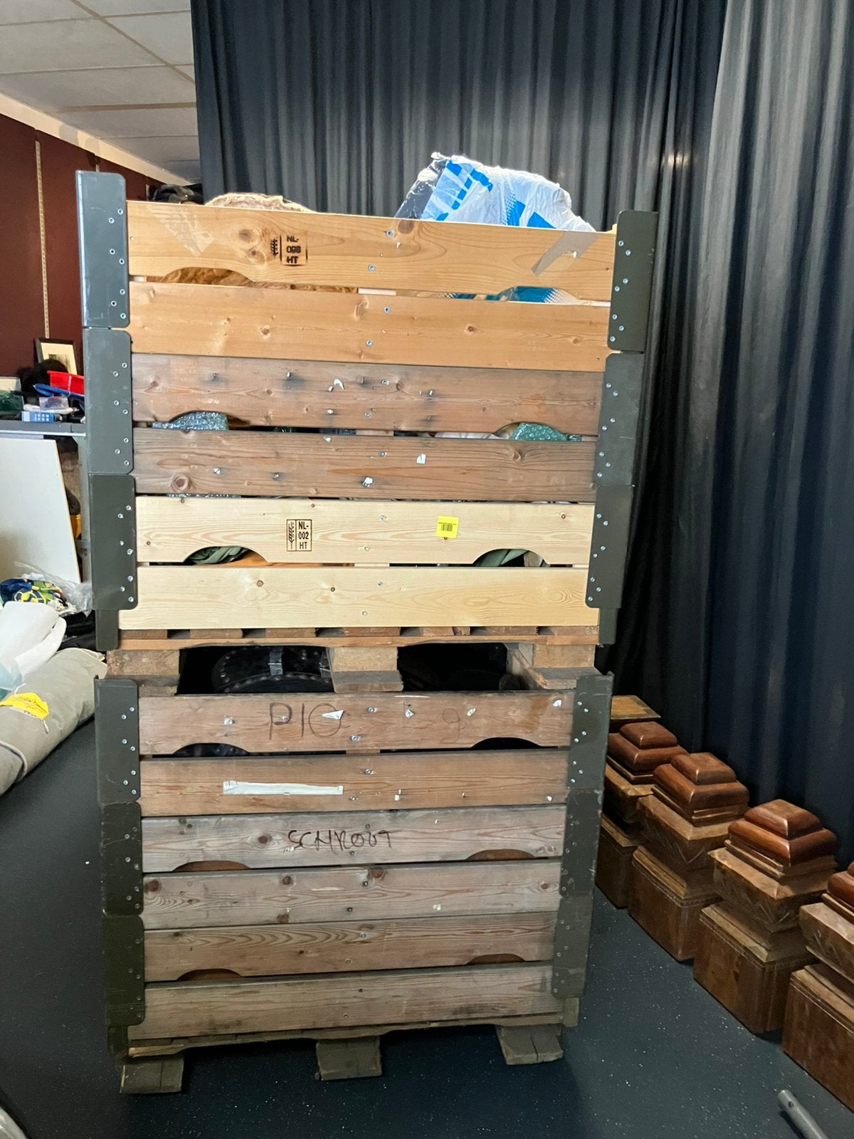 7 x Pallet met randen, aardappel bakken., Doe-het-zelf en Verbouw, Ophalen, 100 cm of meer, 60 cm of meer, Zo goed als nieuw