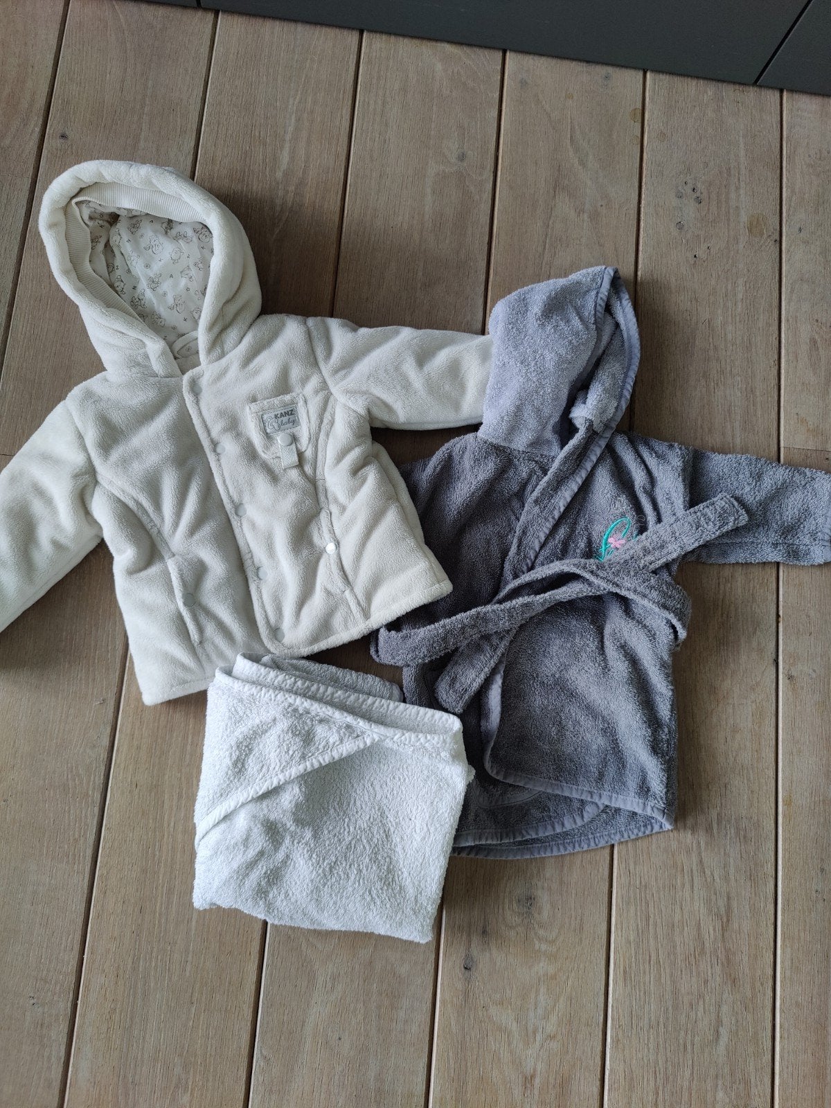 Baby winterjas, badjas en handdoek - maat 74 / 0-12 maanden, Jongetje of Meisje, Ophalen of Verzenden, Setje, Kanz Baby