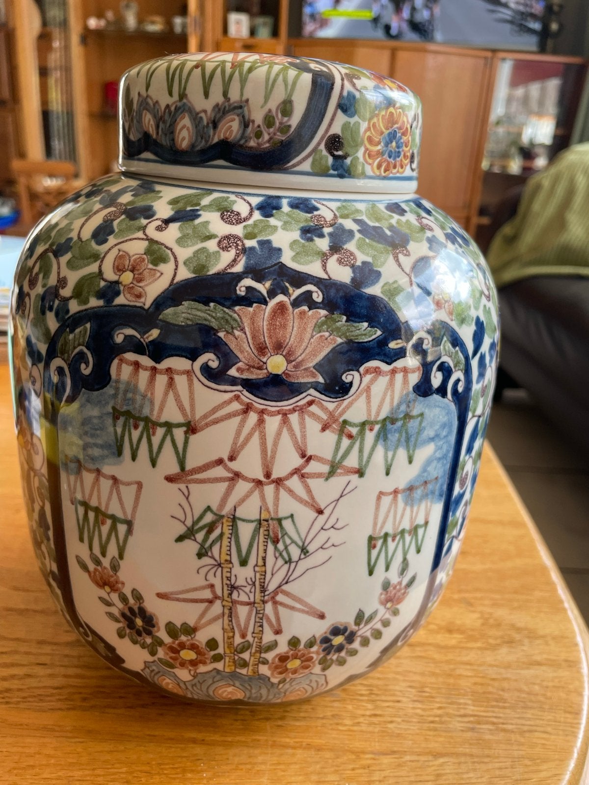 Makkum Aardewerk Gemberpot met Bloemenpatroon, Ophalen of Verzenden