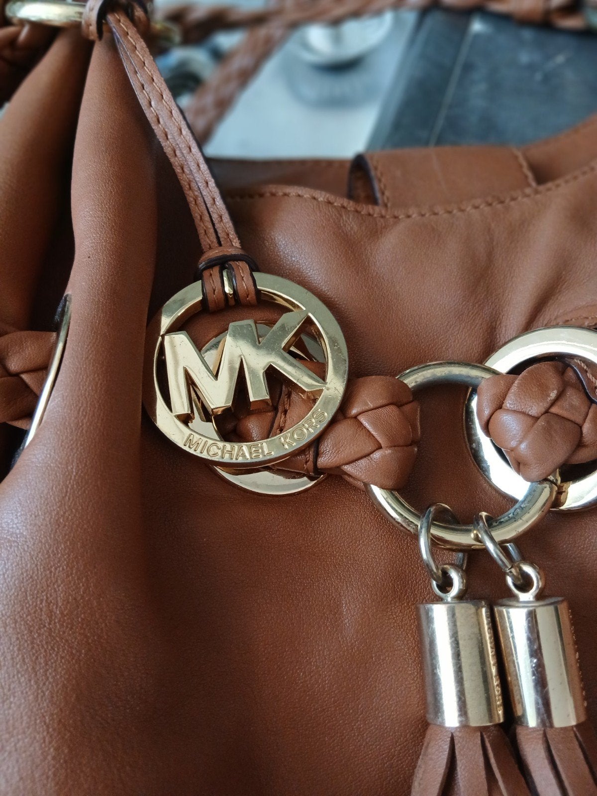originele MICHEAL KORS TAS van leer, Sieraden, Tassen en Uiterlijk, Oorbellen, Ophalen of Verzenden, Gebruikt, Bruin, Overige materialen