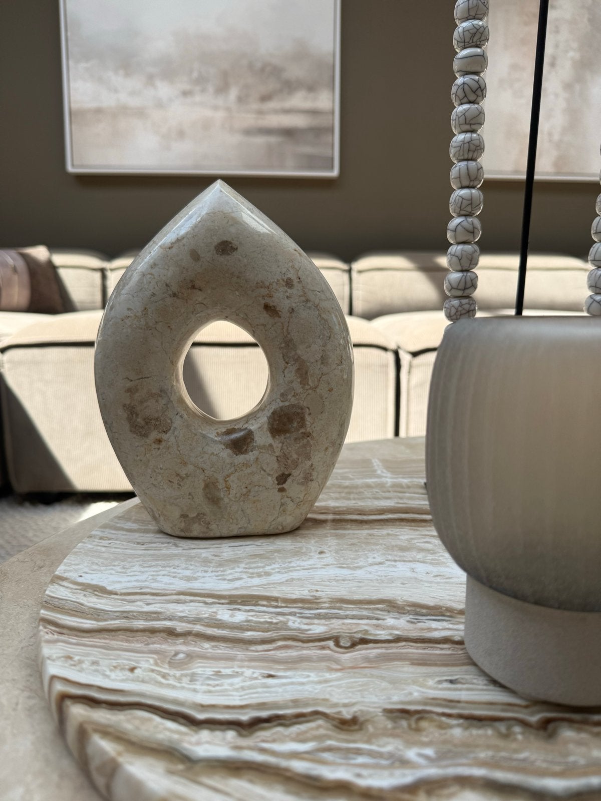 Natuurstenen ornament voor Japandi of beige interieur, Ophalen, Beige, Zo goed als nieuw, Japandi