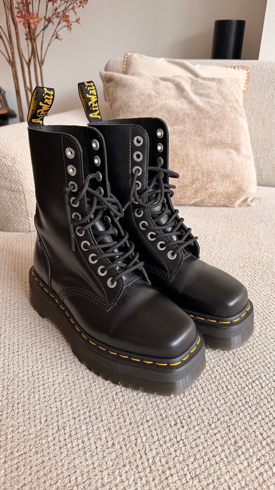 Dr. Martens Jadon Hi Smooth Leather Platform Boots maat39, Ophalen of Verzenden, Zo goed als nieuw, Zwart