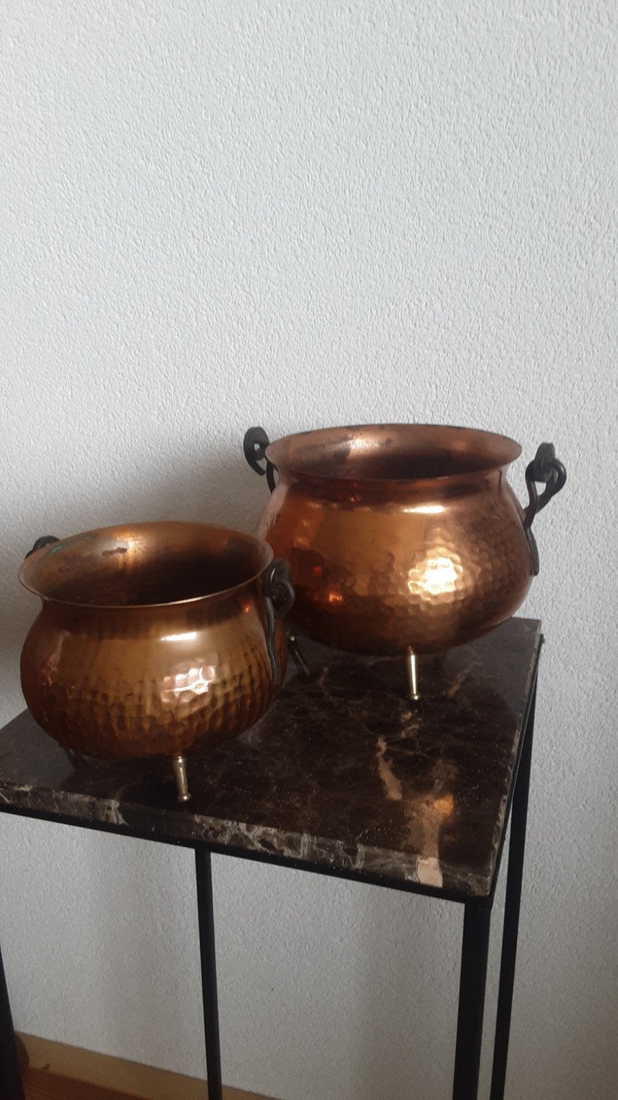 kleine koperen bloempotjes, Ophalen of Verzenden