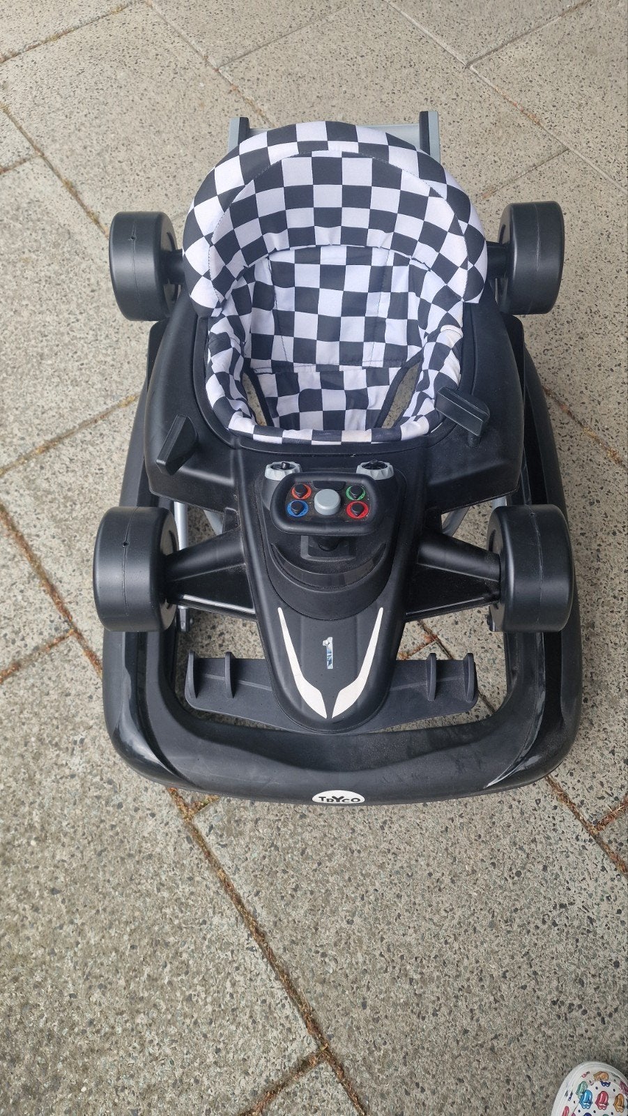 Loopstoel in raceauto-stijl - Zwart met geblokte zitting, Ophalen, Gebruikt