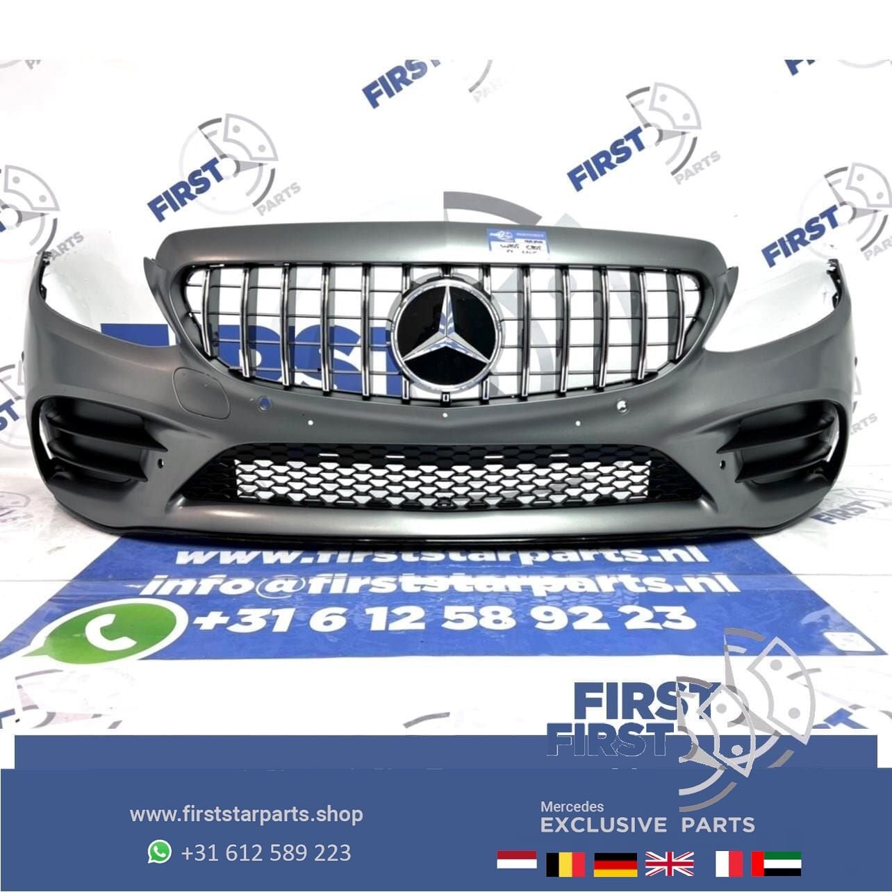 W205 FACELIFT AMG VOORBUMPER + PANAMERICANA GRIL 2019 Merced, Gebruikt, -, Voor, Ophalen of Verzenden