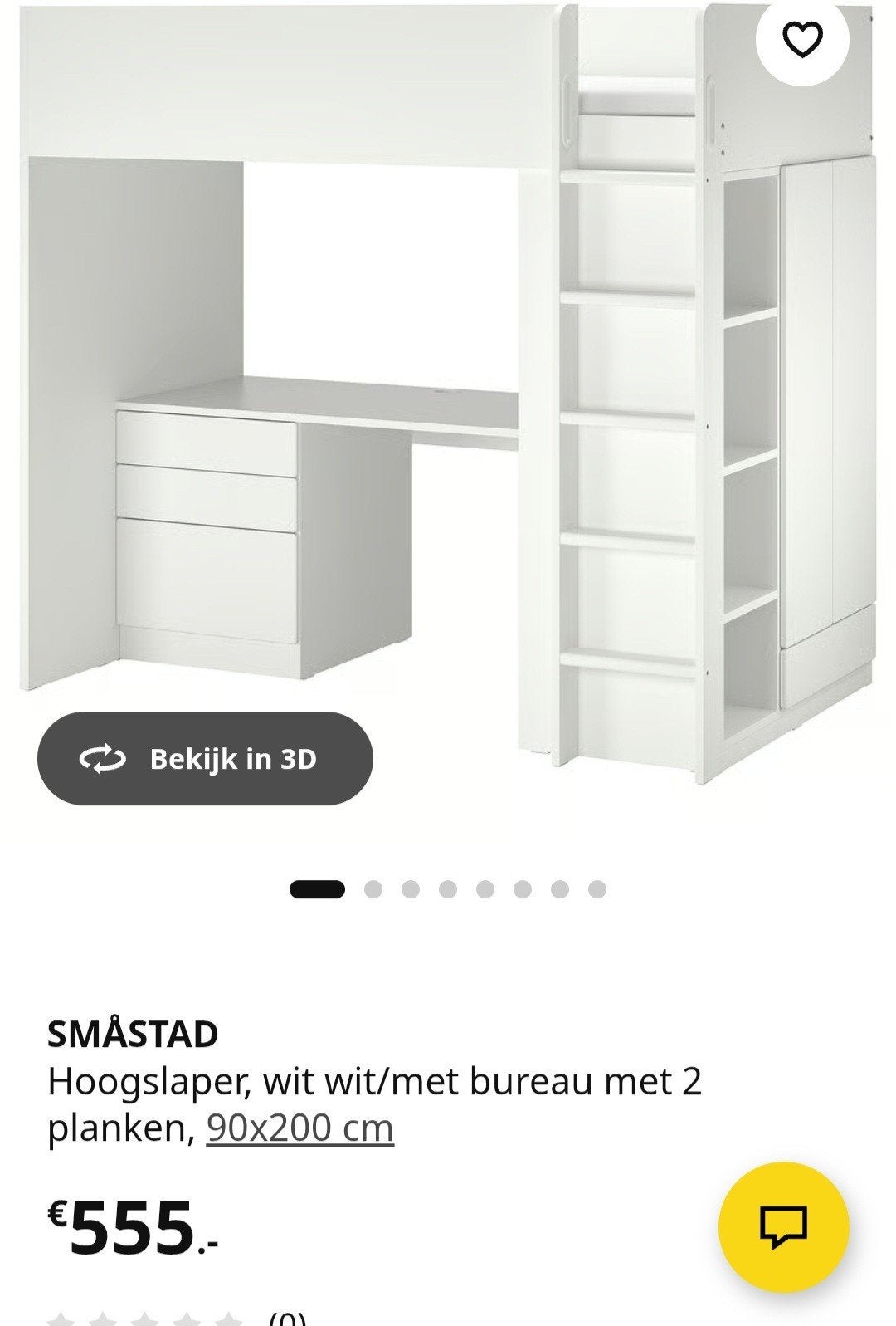 Hoogslaper met bureau, kast en ladekast - Zo goed als nieuw, Ophalen, 90 cm, Eenpersoons, Wit