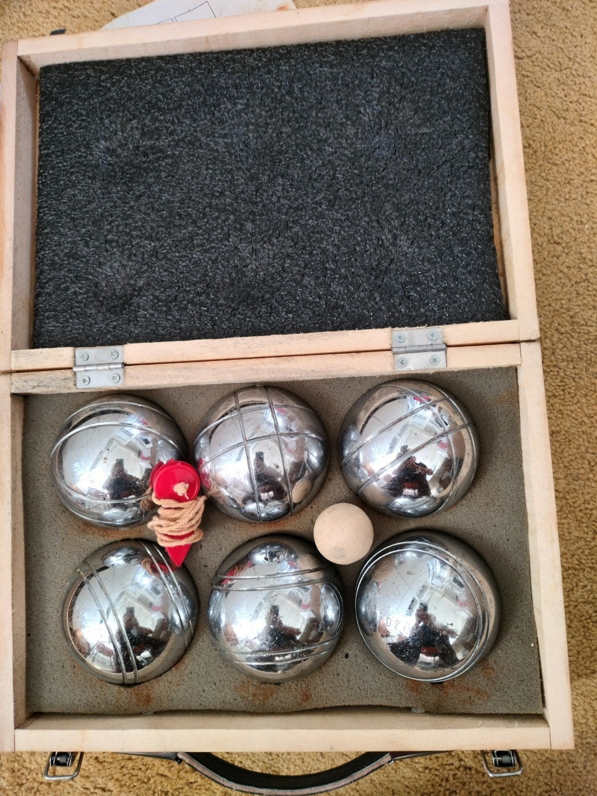 Kistje met jeu de boule ballen, petanque, Ophalen of Verzenden, Gebruikt