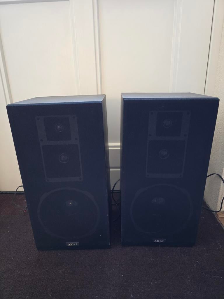 Akai Luidsprekers - 50cm hoog, 25cm breed, Audio, Tv en Foto, Luidsprekers, Gebruikt, Minder dan 60 watt, Front, Rear of Stereo speakers