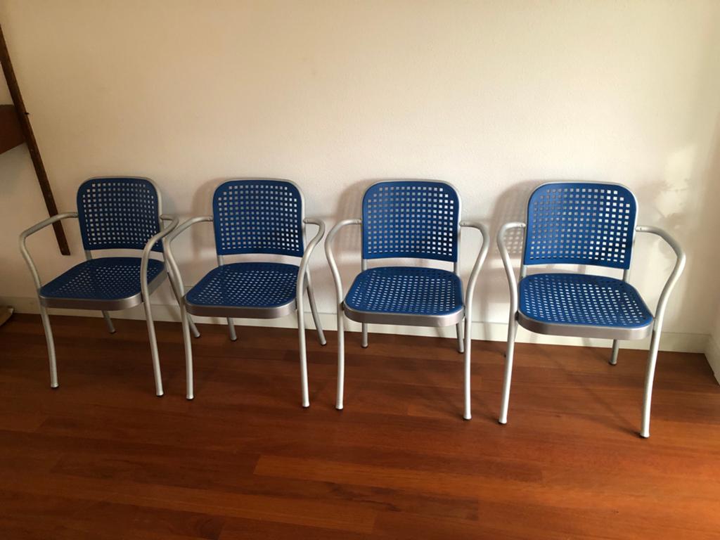 Vico Magistretti Carimate stoelen voor DePadova, Ophalen, Retro vintage italiaans design, Blauw, Depadova