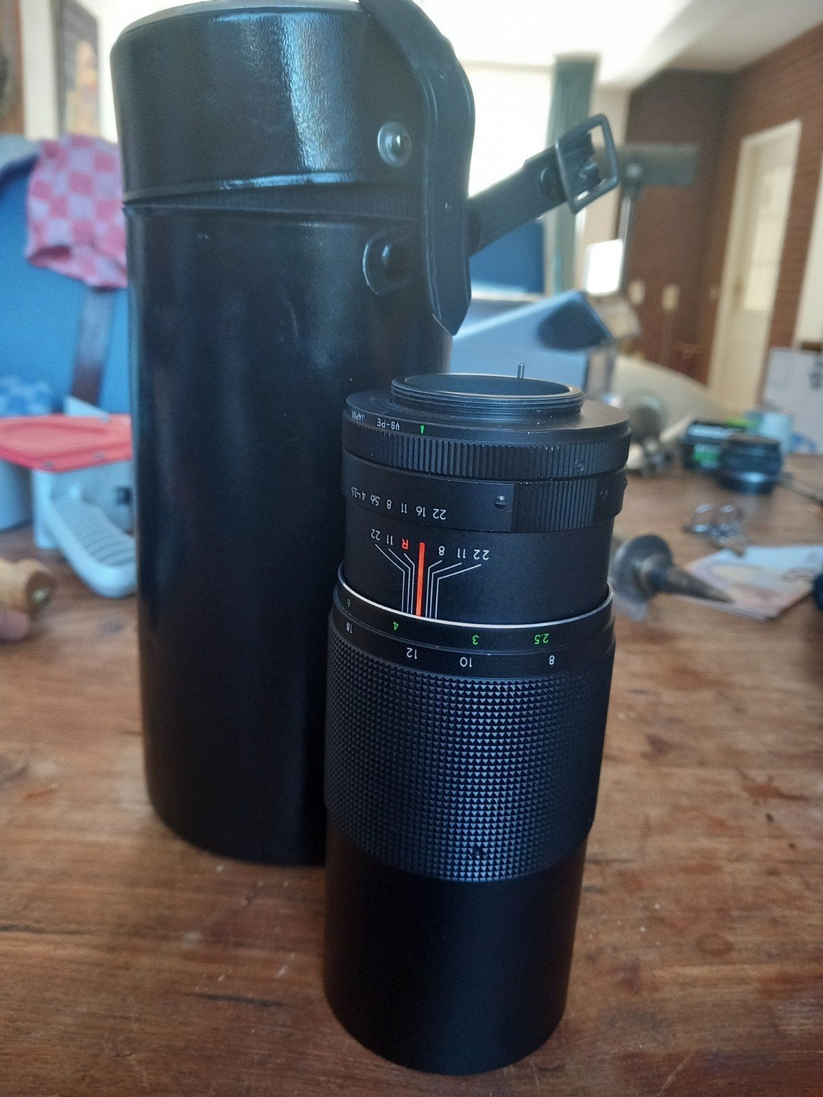 Vintage Upsilon Tele f=200mm 1:3.5 lens met M42 vatting, Overige merken, M42, Handmatige focus, Gebruikt