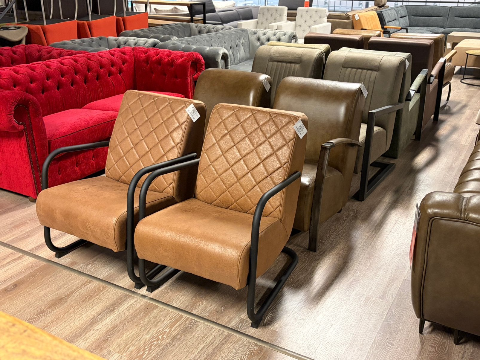 Veel nieuwe luxe lederen relax fauteuils - Leer velvet stof, Ophalen, Leer, Nieuw, 75 tot 100 cm
