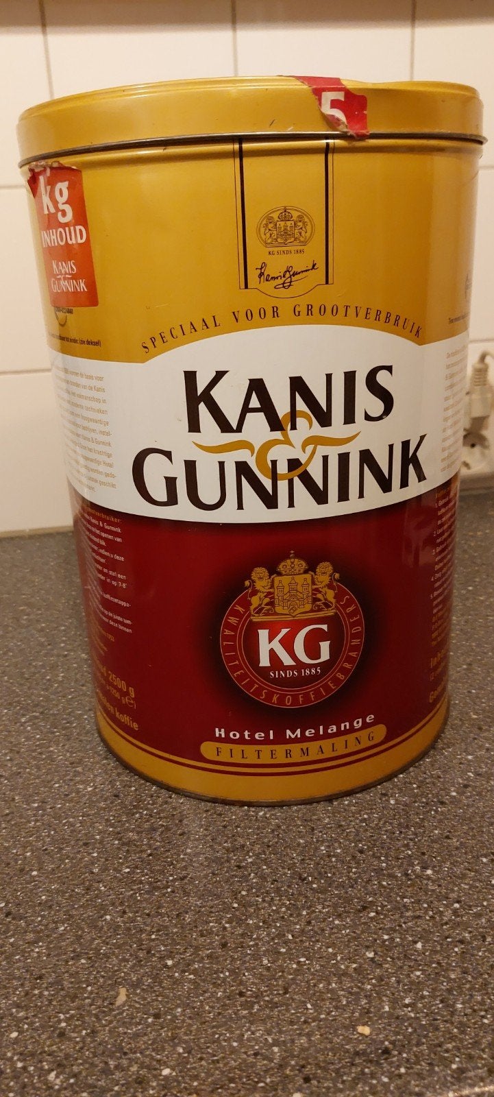Grote vintage Kanis & Gunnink koffieblik - rond 70x32cm, Ophalen of Verzenden