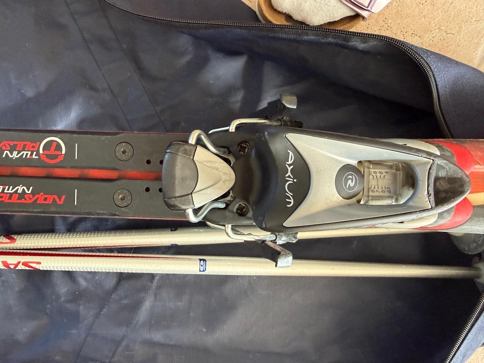 Rossignol Ski's met Salomon stokken en tas, Ophalen, 140 tot 160 cm, Gebruikt, Rossignol