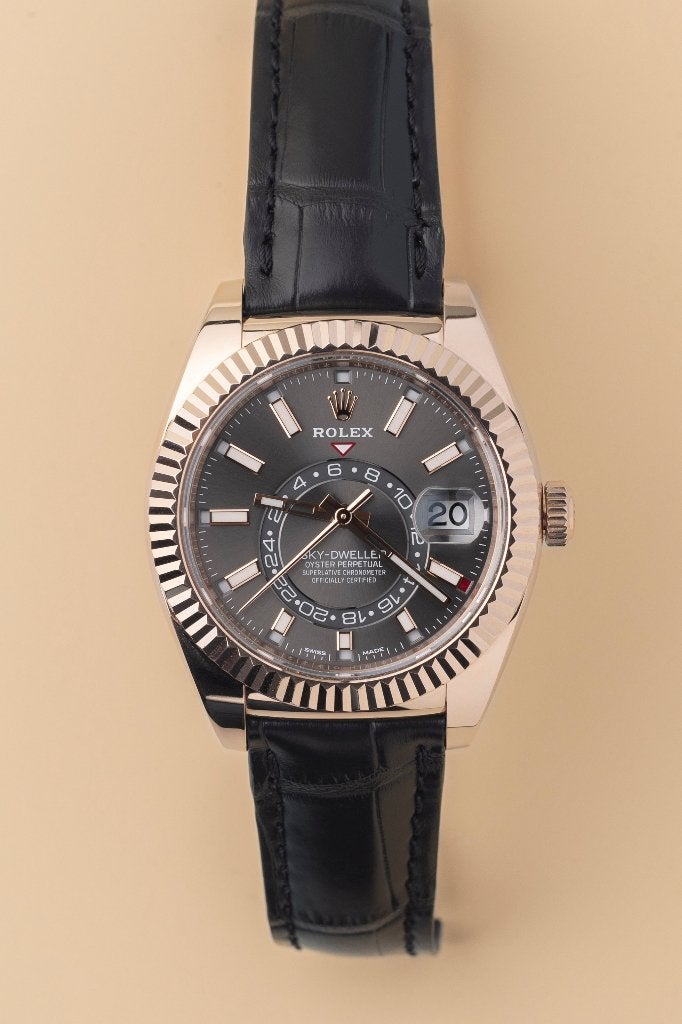 Rolex Sky-Dweller 326135, Sieraden, Tassen en Uiterlijk, Horloges | Heren, Ophalen, Leer, Rolex, Polshorloge