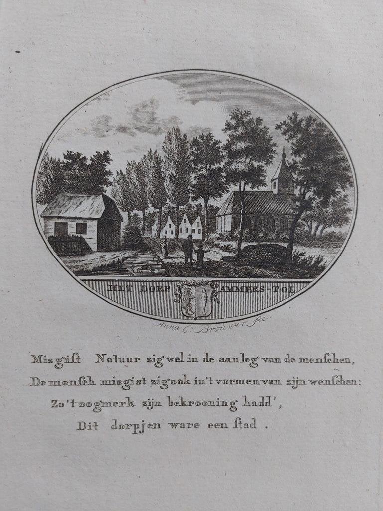 3 / Ammerstol 18e eeuwse gravure van Ollefen en Bakker, Ophalen of Verzenden