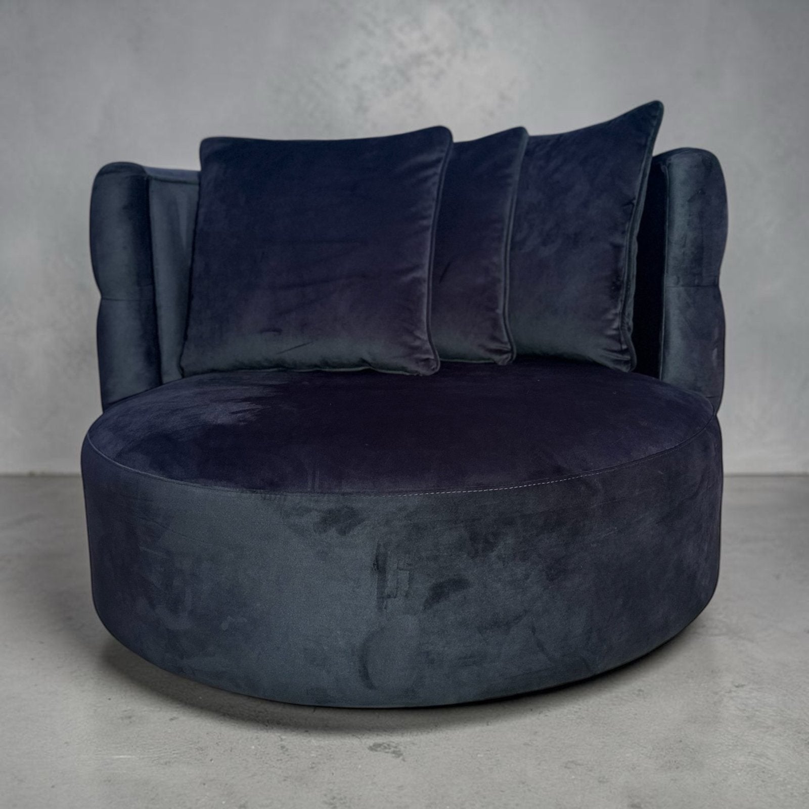 Draaibaar 360° Zwart fluweel Luxe ronde lounge fauteuil, Huis en Inrichting, Fauteuils, 75 tot 100 cm, Ophalen of Verzenden, Zo goed als nieuw