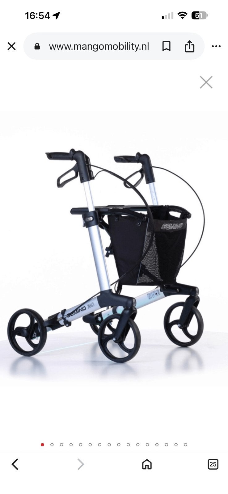 Parkinson rollator gemino 30, Ophalen, Opvouwbaar, Gebruikt