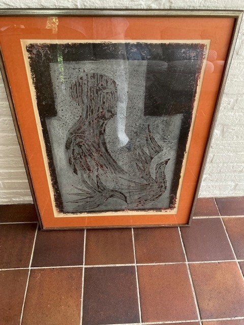 Zeefdruk of litho, Antiek en Kunst, Ingelijst, Ophalen, Abstract, Zeefdruk
