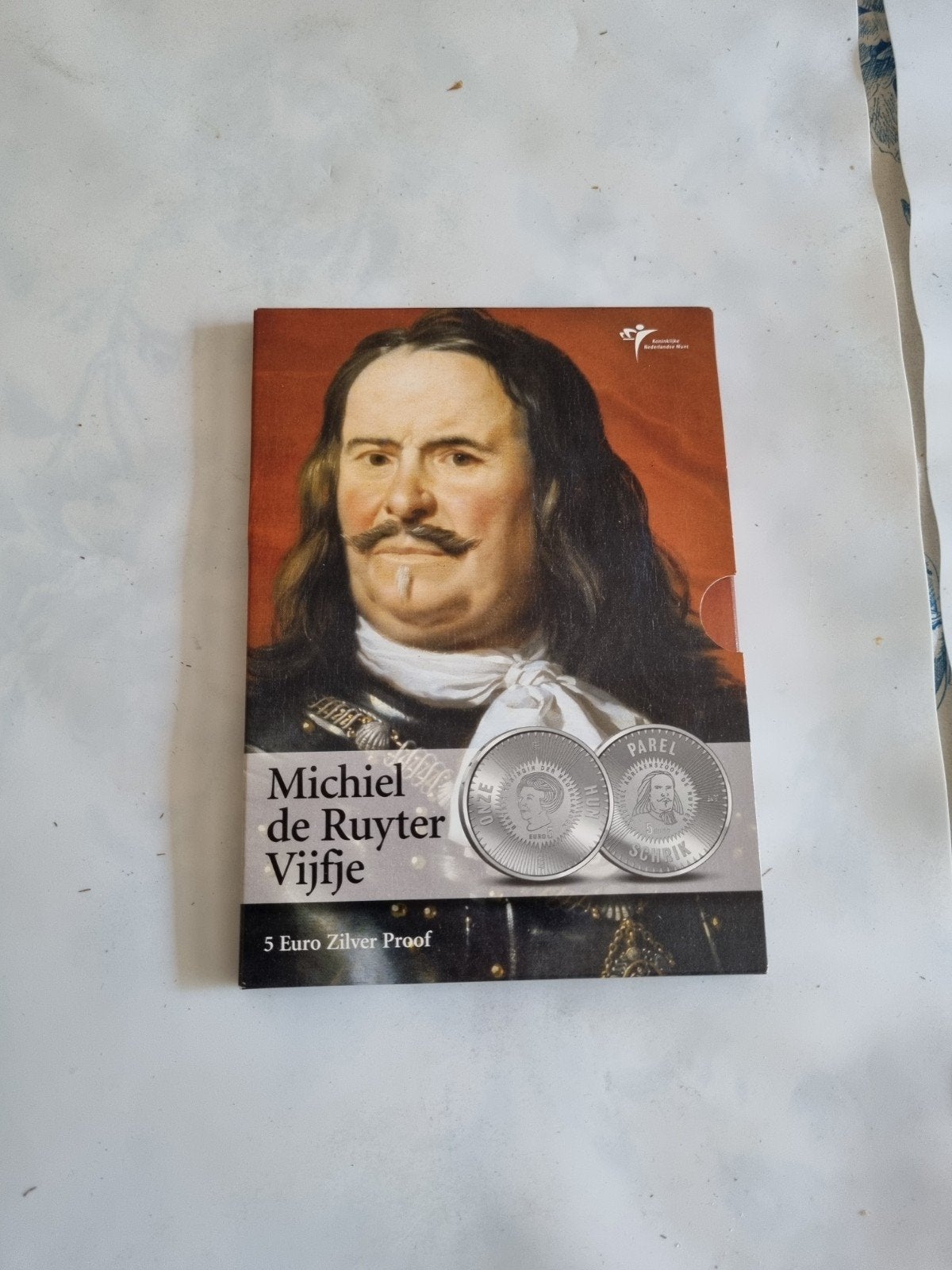 Michiel de Ruyter Vijfje - 5 Euro Zilver Proof, Koningin Beatrix, Zilver, Euro's, Ophalen of Verzenden