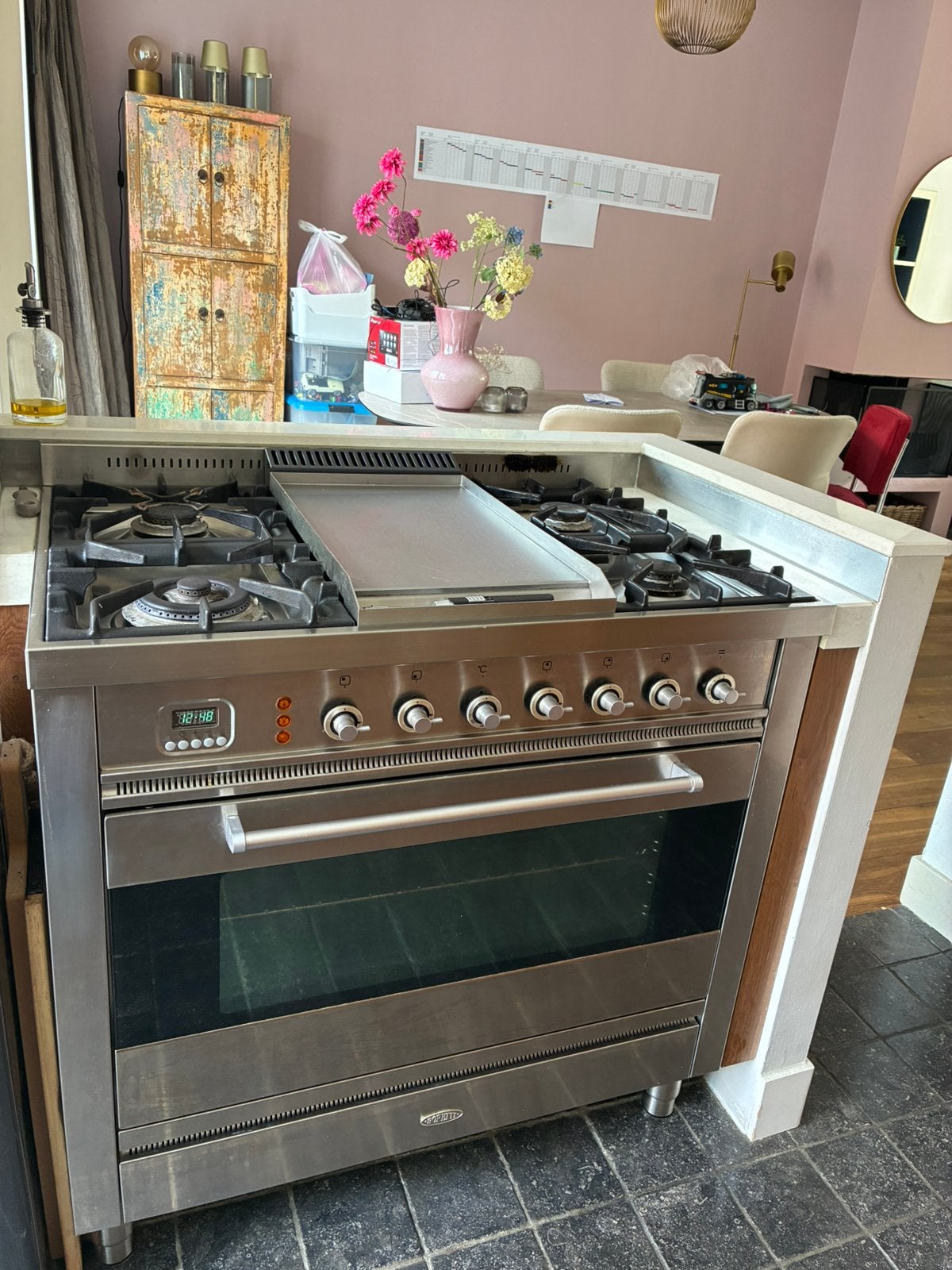 Boretti VP93RVSGAS 90 cm fornuis grote oven & grillplaat, Ophalen, Gebruikt, 60 cm of meer, Gas